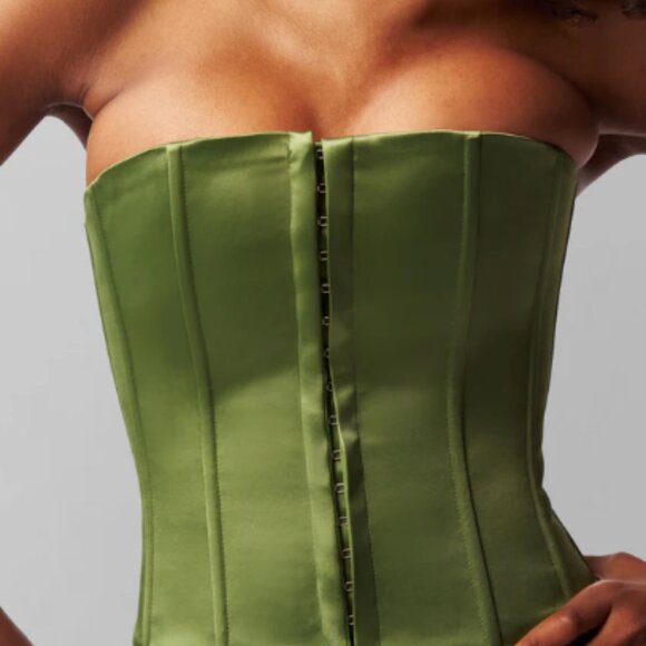 Danielle Guizio Satin Corset Top – Green / Size S - Picture 3 of 10
